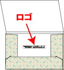 �|�X�g�J�[�h�P�[�X�̃��S������ʒu